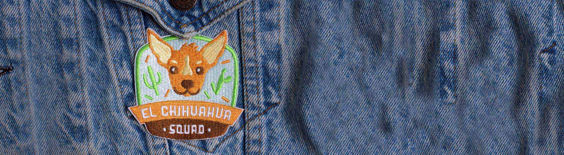 El Chihuahua Squad Dog Patch applyed on jacket | Zee.Dog