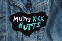 Mutts Kick Butts Dog Patches applyed on jacket | Zee.Dog