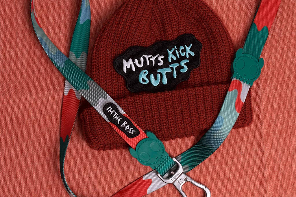 Mutts Kick Butts Dog Patches applyed on cap | Zee.Dog