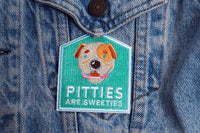 Pitties are Sweeties Dog Patch applyed on jacket | Zee.Dog