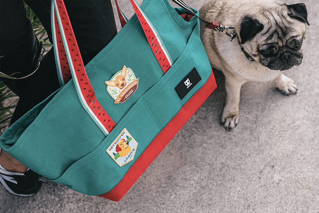 Retriever League Dog Patch applyed on a dog carrier | Zee.Dog